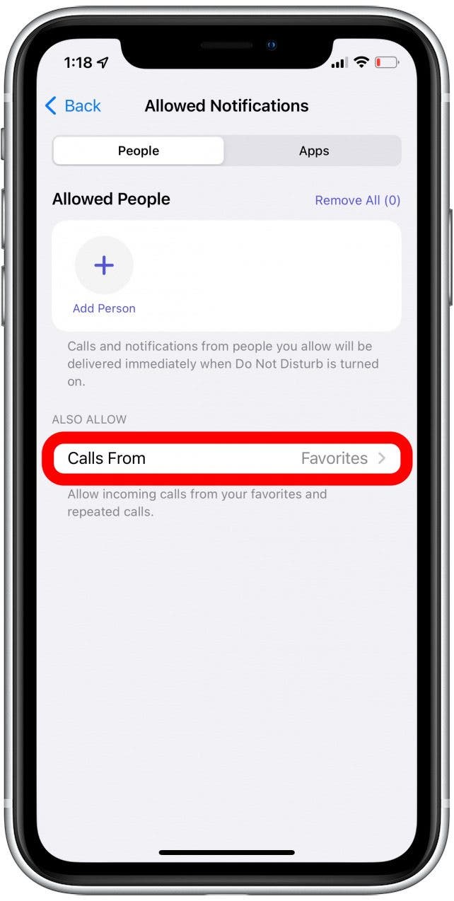 turn on specific contacts to call