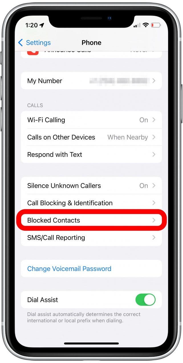 unblock unknown calls in settings