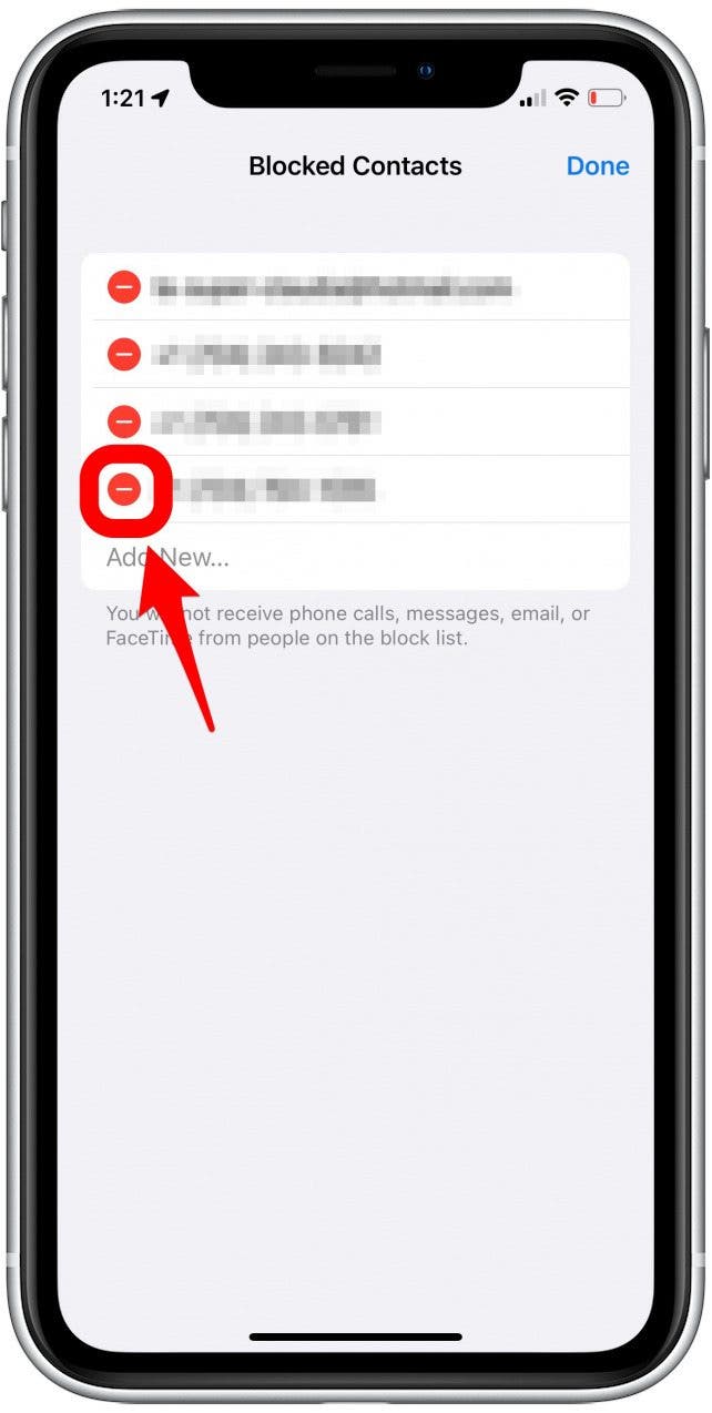 unblock contacts on iphone
