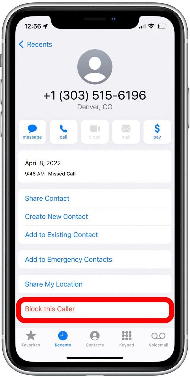 block contact on iphone