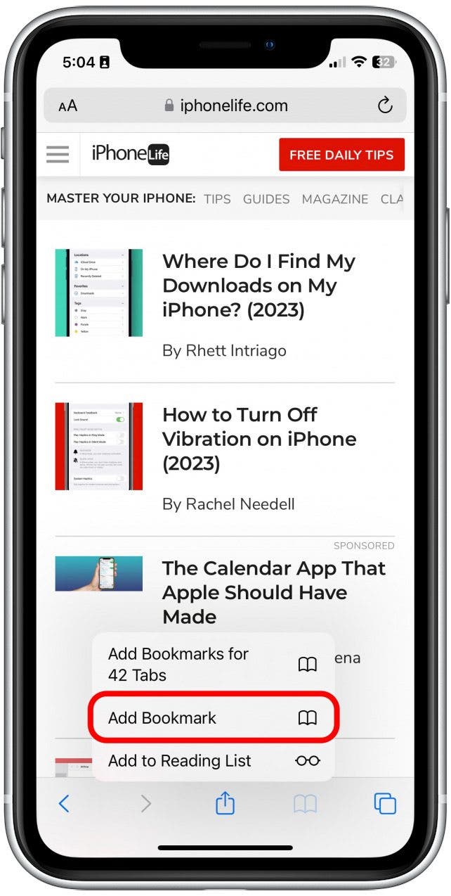 How to Bookmark a Page on Your iPhone in the Safari App www