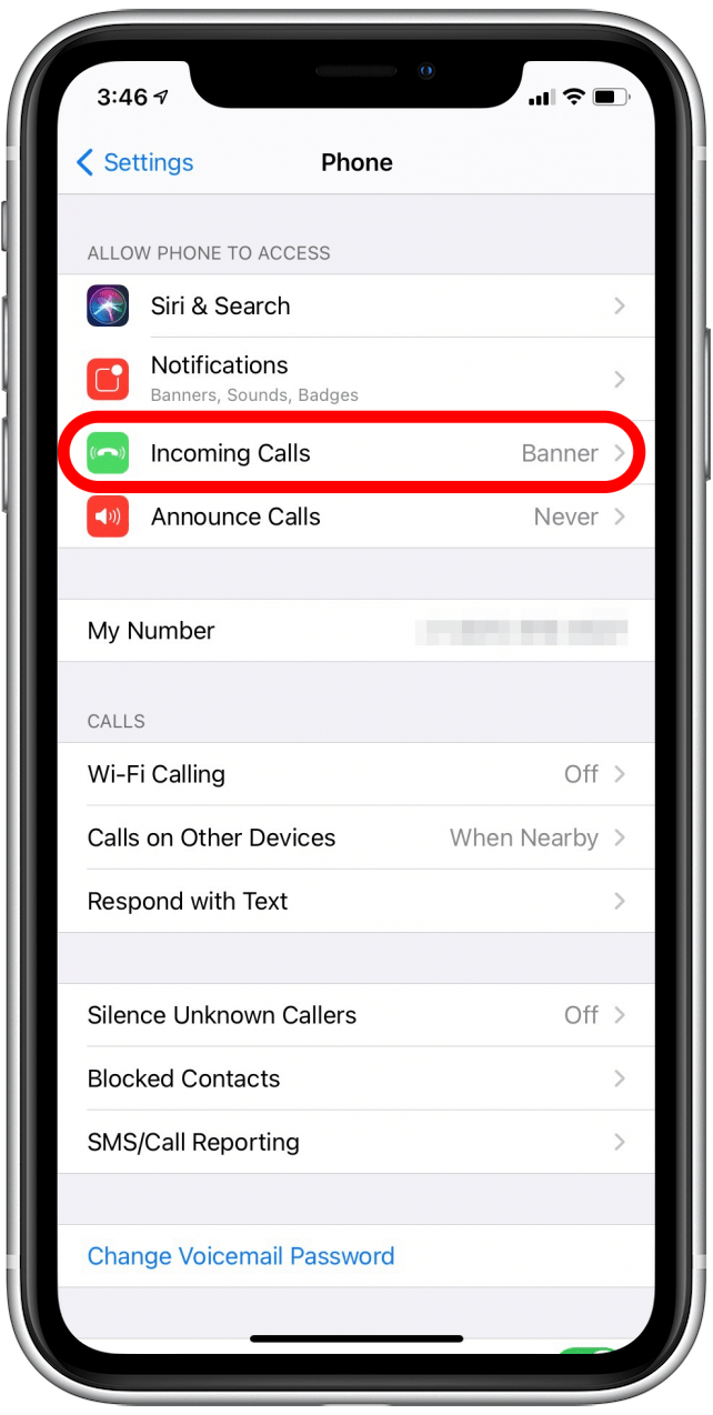 Tap on Incoming Calls