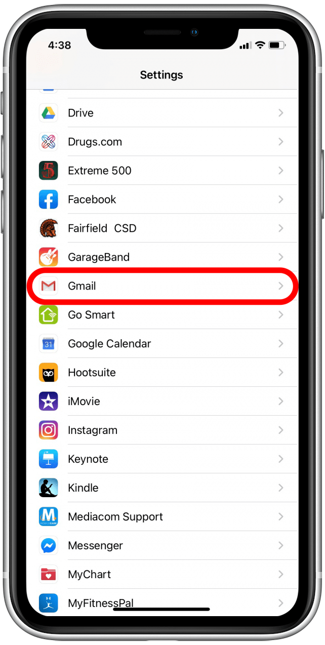 Scroll down and tap on the email app of your choice