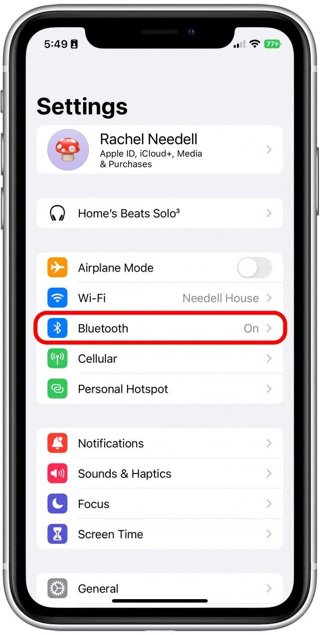 Tap Bluetooth.