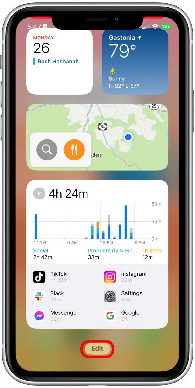 Scroll down to the bottom and tap Edit. 