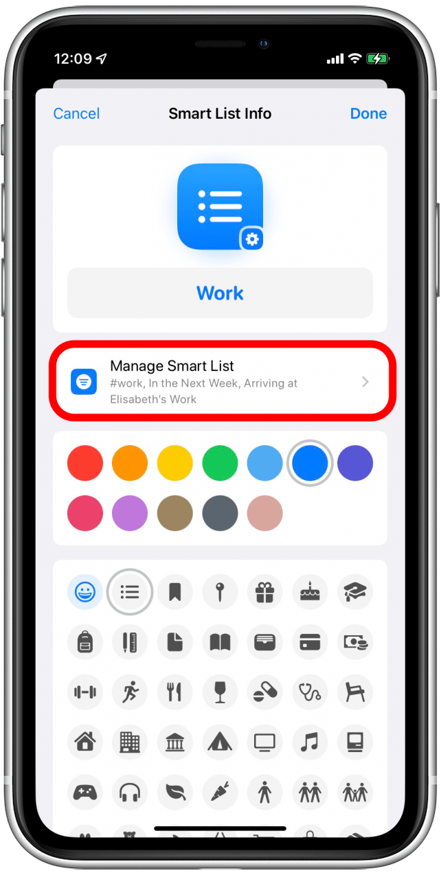 Tap Manage Smart List