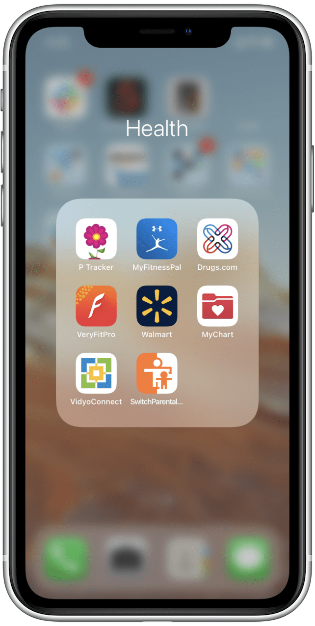 Health folder for apps