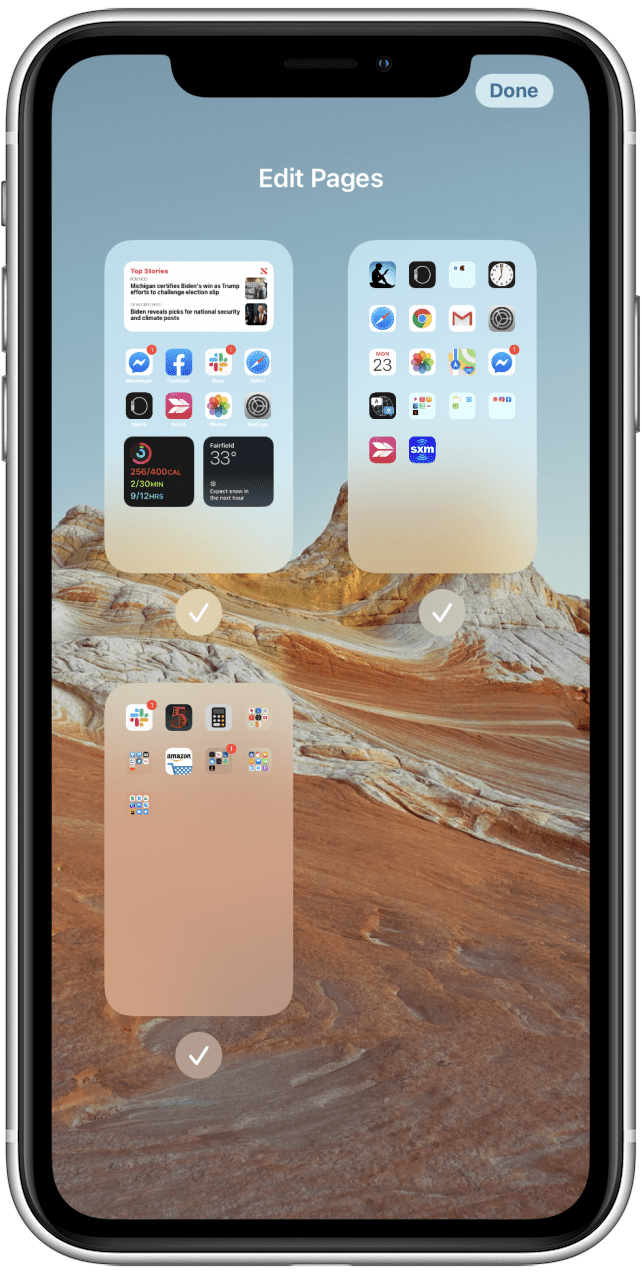 Hide and unhide a Home Screen page