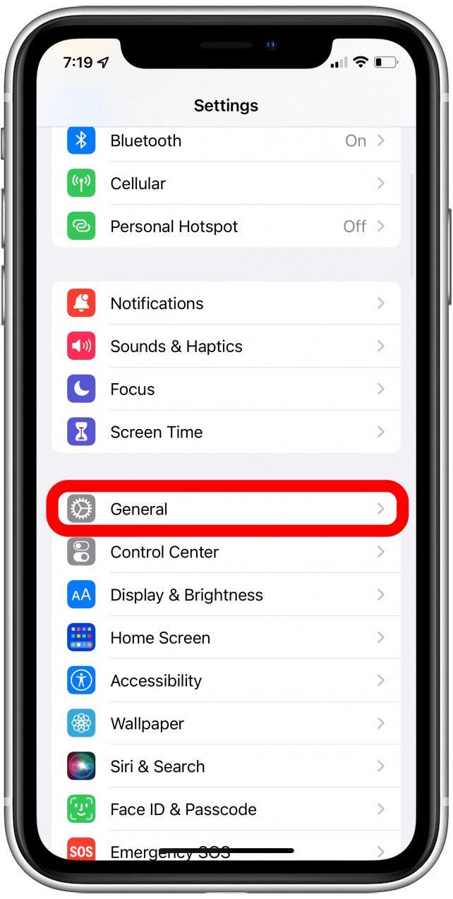 go to general on iphone