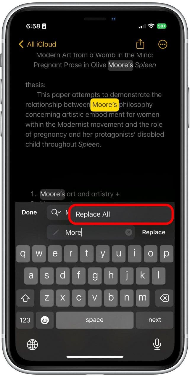 Tap Replace All.