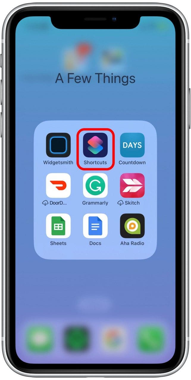 On your iPhone, open the Shortcuts app.