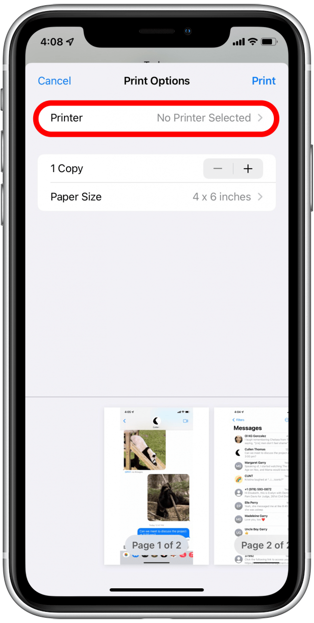 Select printer