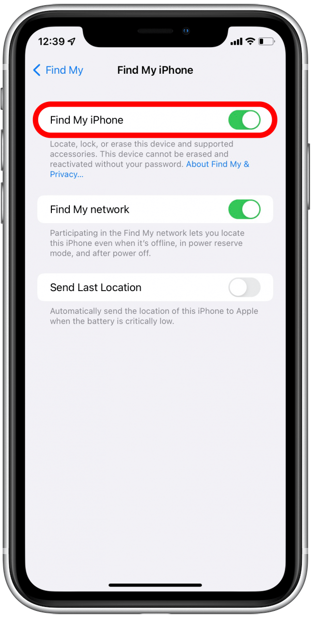 Activa Buscar mi iPhone