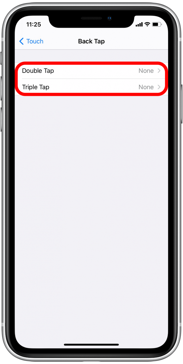You'll see two options: Double Tap and Triple Tap. Tap on each one individually to set them one at a time.