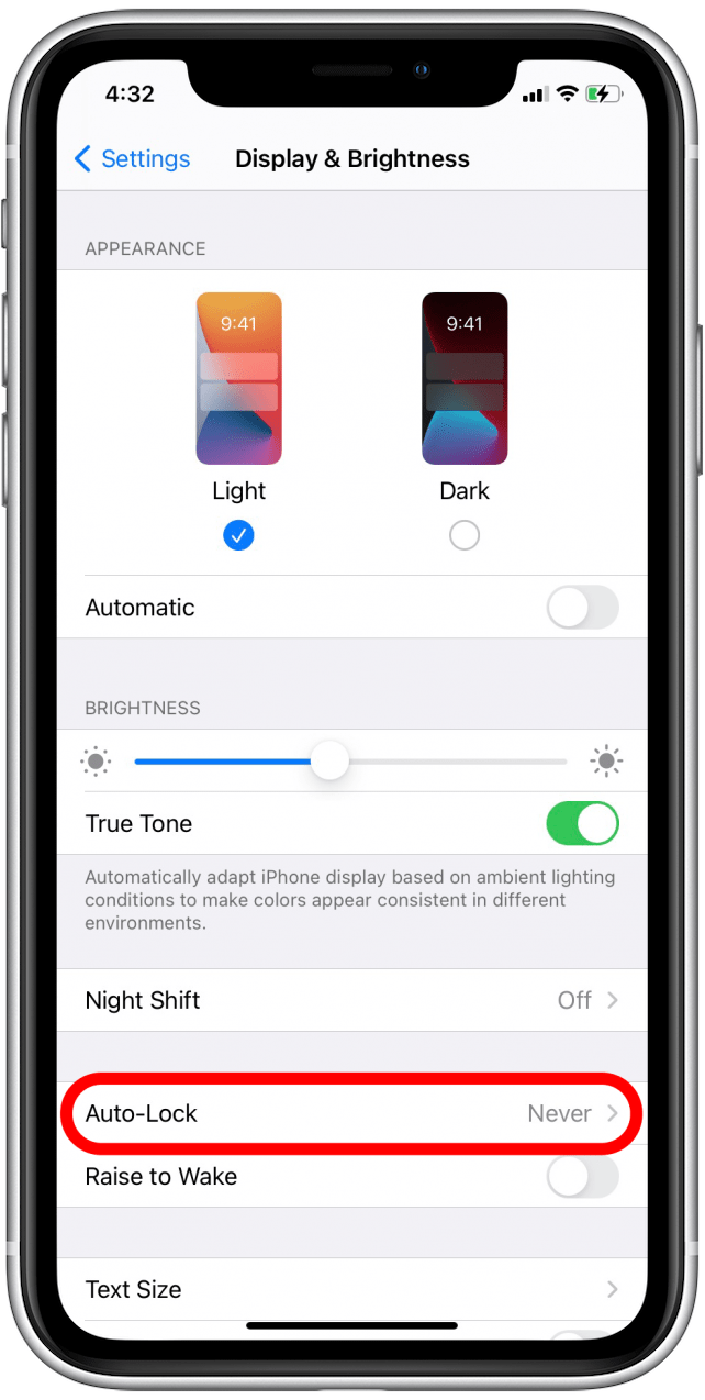 Tap on Auto Lock