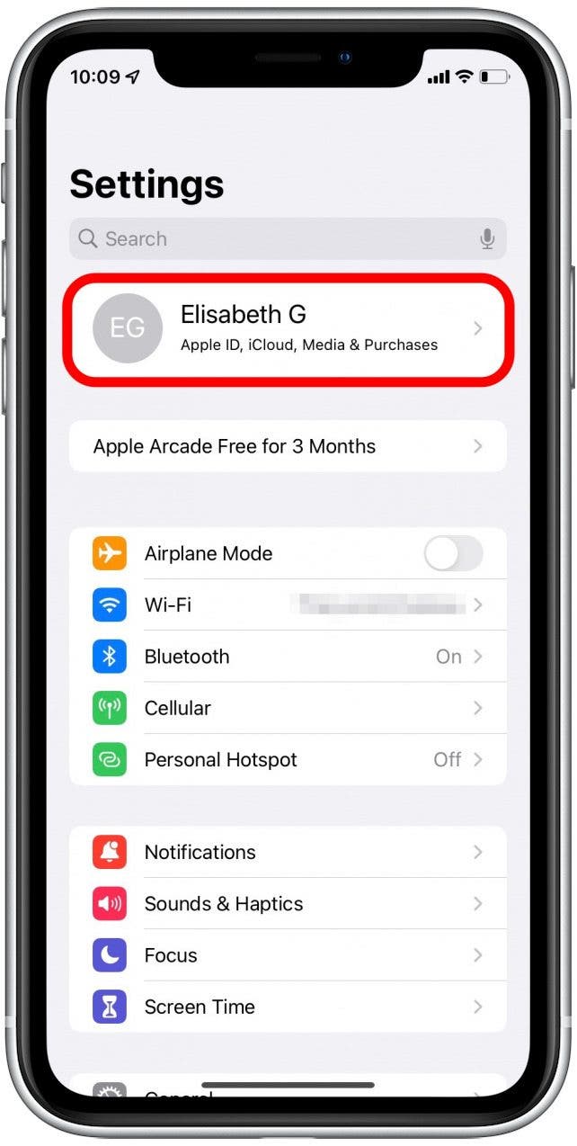 Коснитесь своего имени