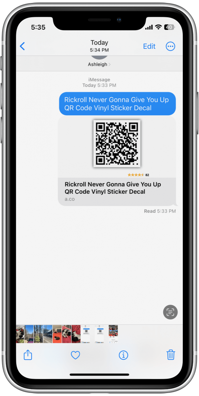Navigate to the QR code you want to scan.