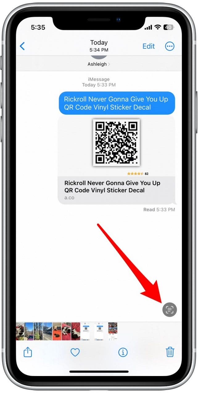 Tap the Live text option.