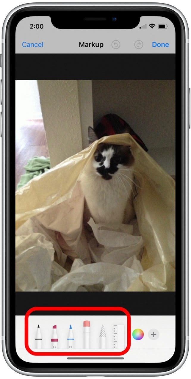 Tap to select a markup tool.