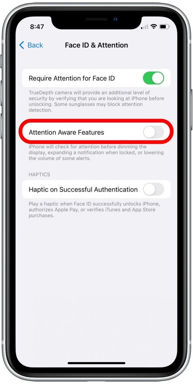 How to Disable Your iPhone's Attention Aware Features