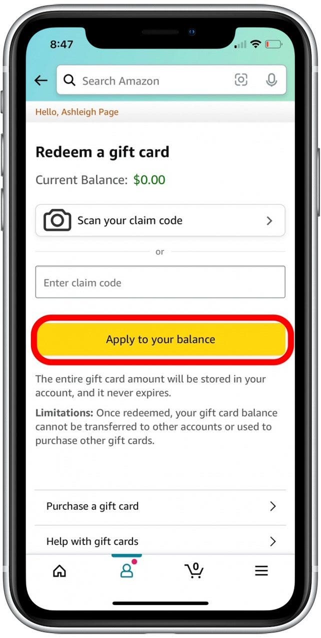 How to Redeem Amazon Gift Card or Claim Code on iPhone or iPad