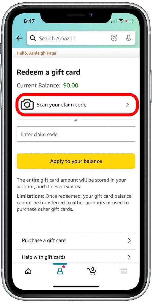 How to Redeem Amazon Gift Card or Claim Code on iPhone or iPad
