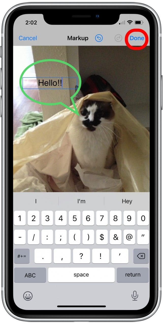 Tap Done once you've added text.