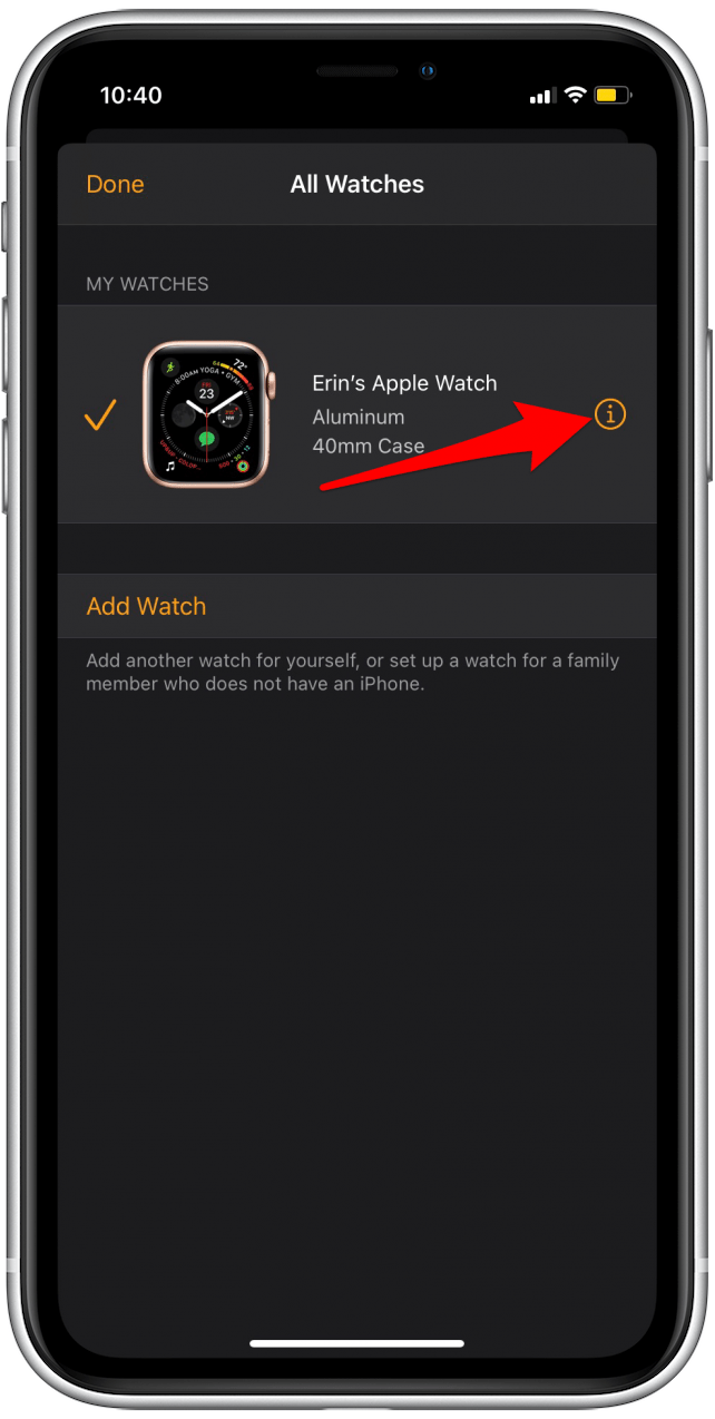 Tap on the info icon