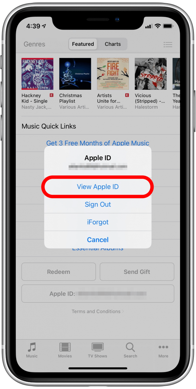 Tap View Apple ID