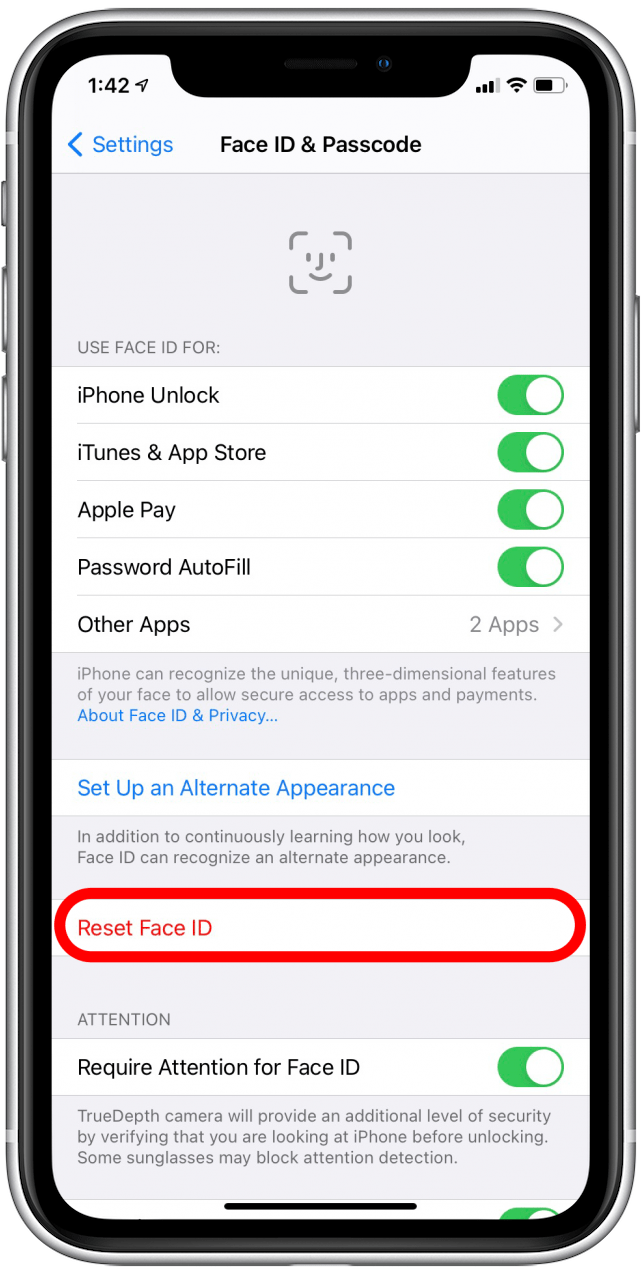 how to set face id to unlock apps