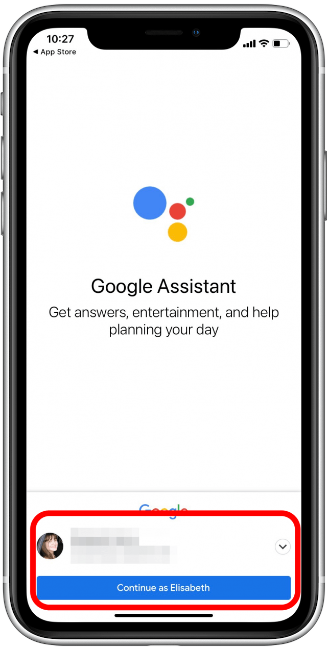 Continue with Google account