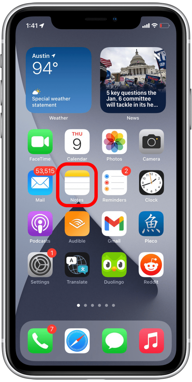 Open Notes app