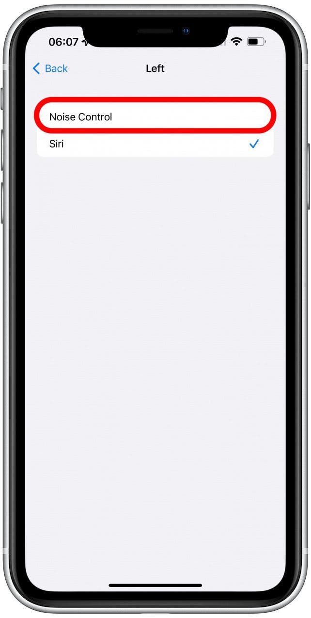 Tap it and select Noise Control to slow the battery drain on that AirPod why isn t one of my airpods working