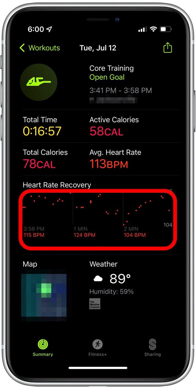 This graph shows your heart rate recovery.