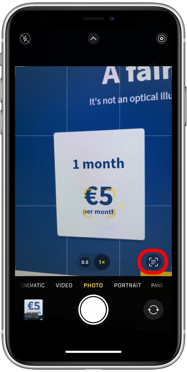 Tap the Live Text icon.