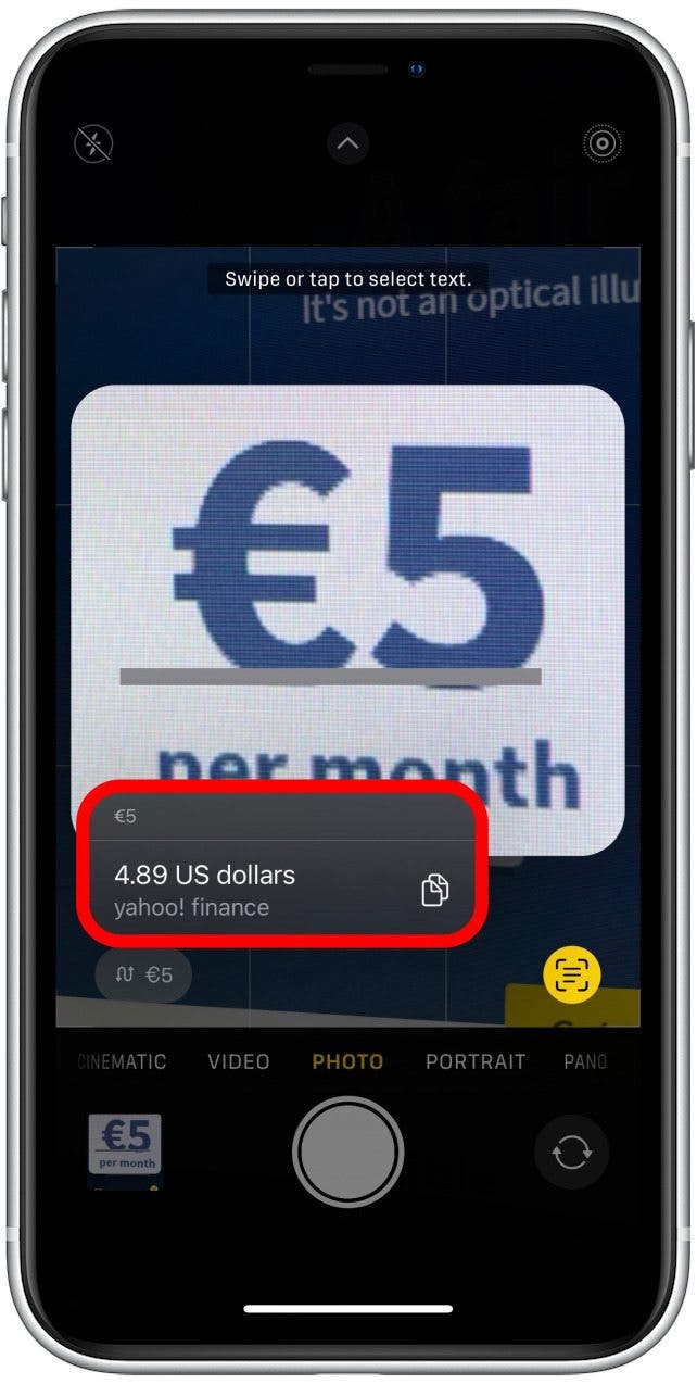 A box displaying the converted currency will pop up.