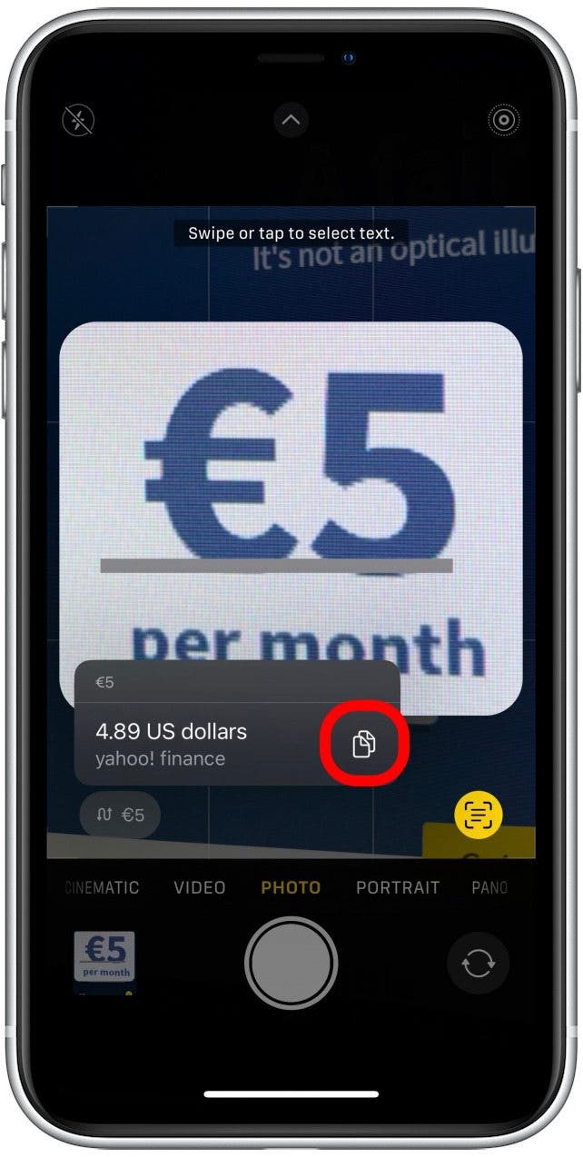 Regardless of the method you use, you can tap the copy/paste button to copy the amount to your clipboard.