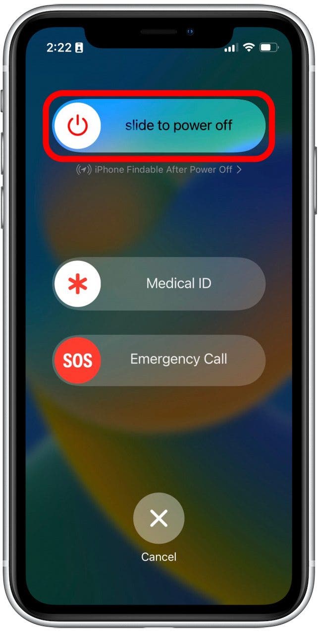 Swipe to Power Down your iPhone.