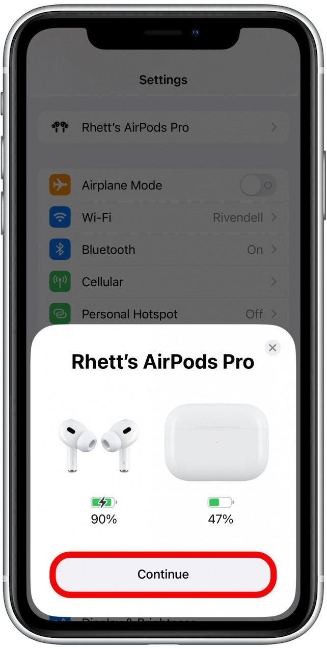 Follow the on-screen prompts to set up your AirPods. When you are done, tap Continue.