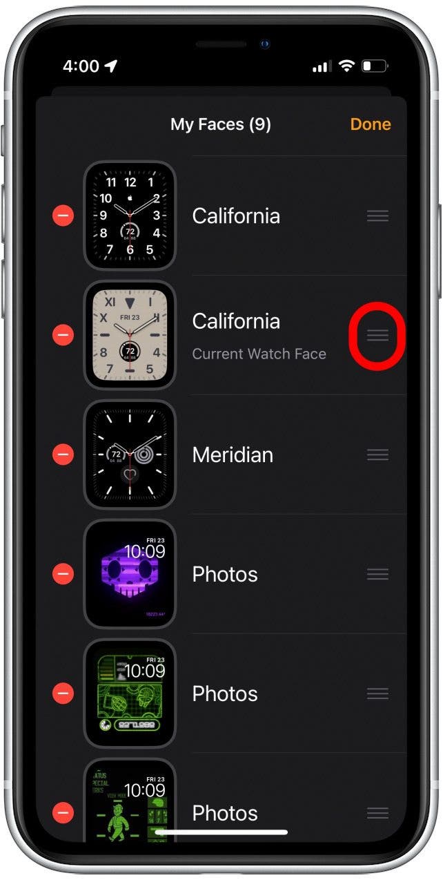 Change Apple Watch Face Order