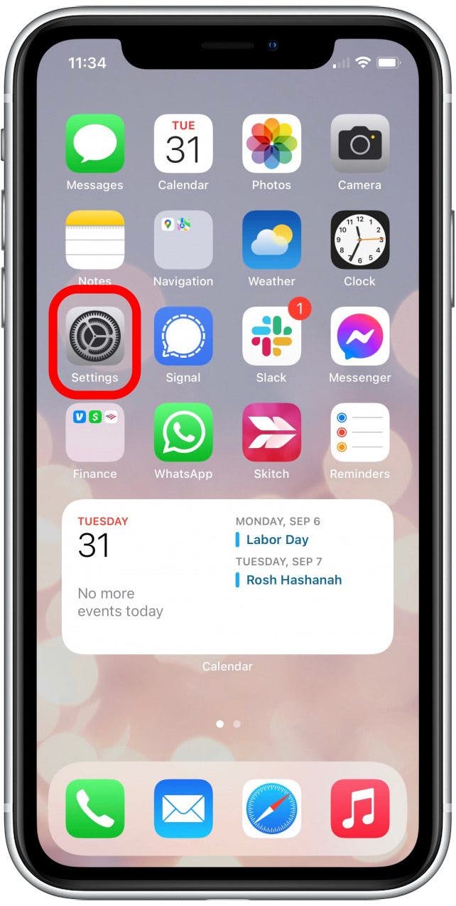 Open Settings to disable website tinting