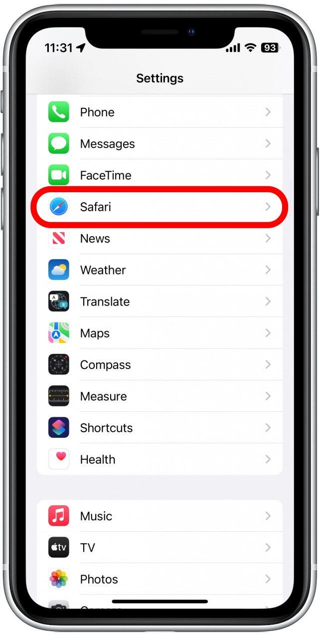 ios safari click not working Open the Settings app, scroll down, and tap Safari.