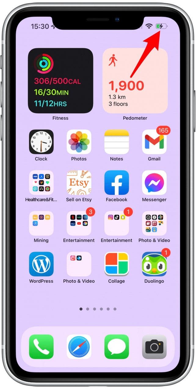 You can tell that your iPhone is charging when you see the lightning bolt over the battery.
