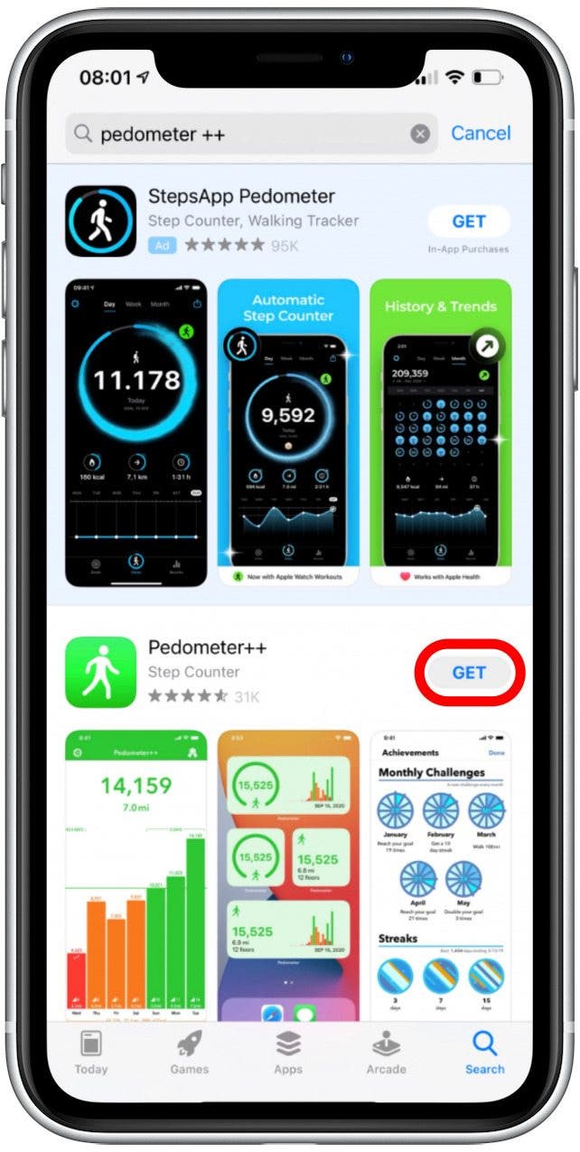 apple watch se step counter