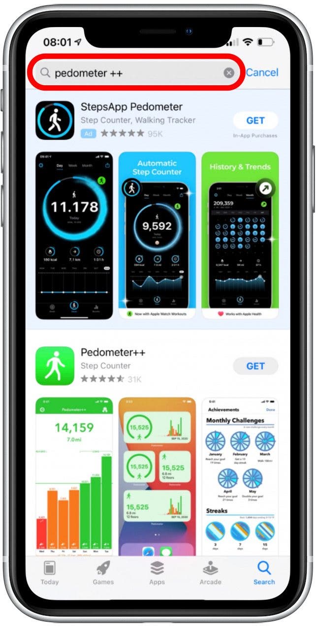 apple watch 3 step counter