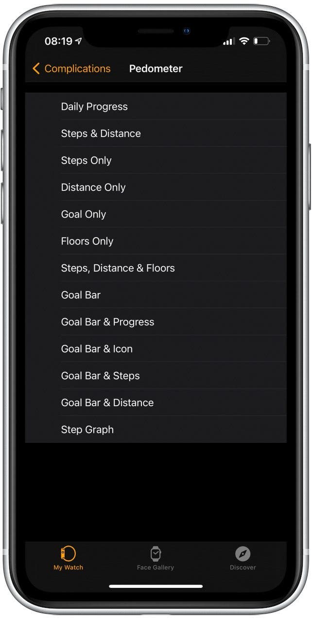 If you tap More… you will see many other types of complications.