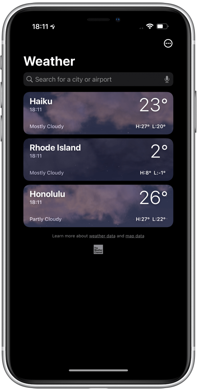 Your default location will be added to your list of locations at the bottom.