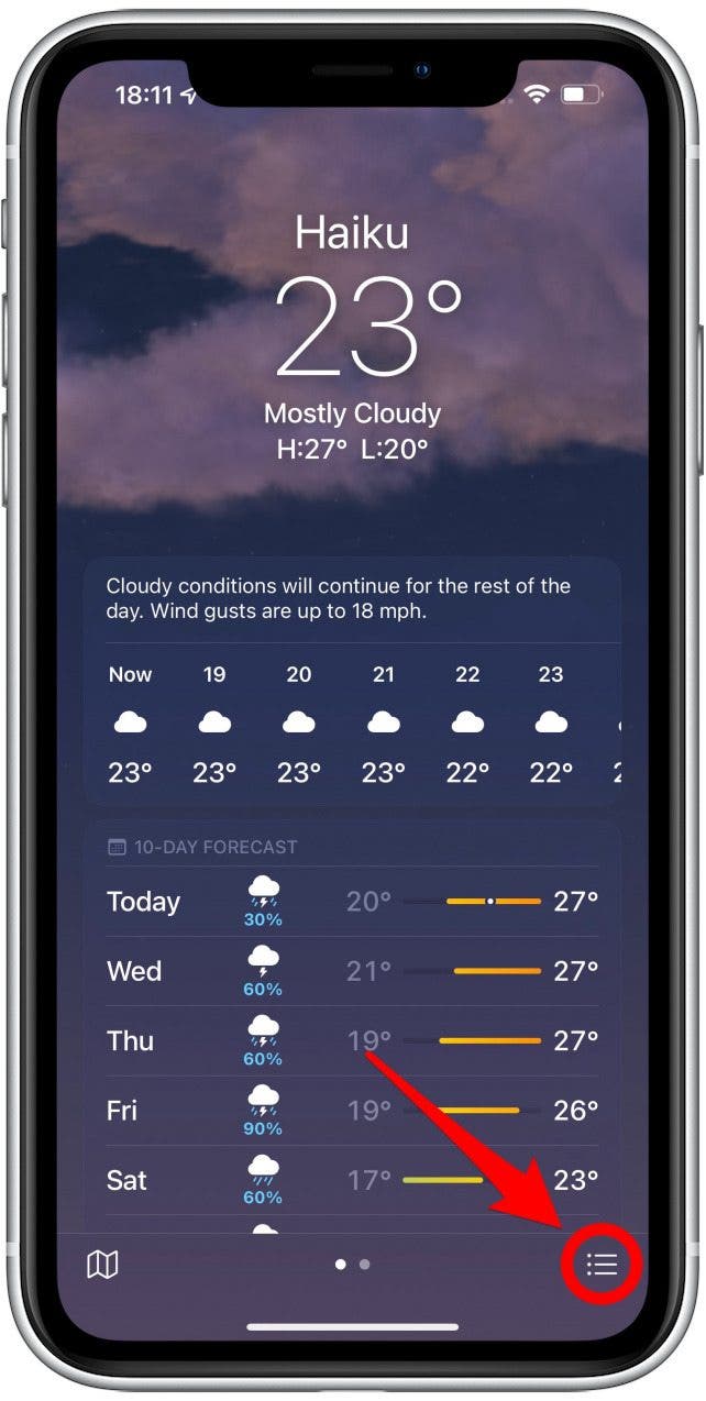 how to set default weather on iphone
