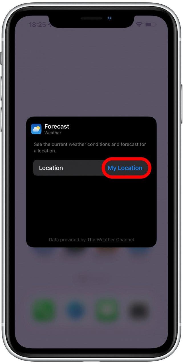 Tap the location that's highlighted in blue.