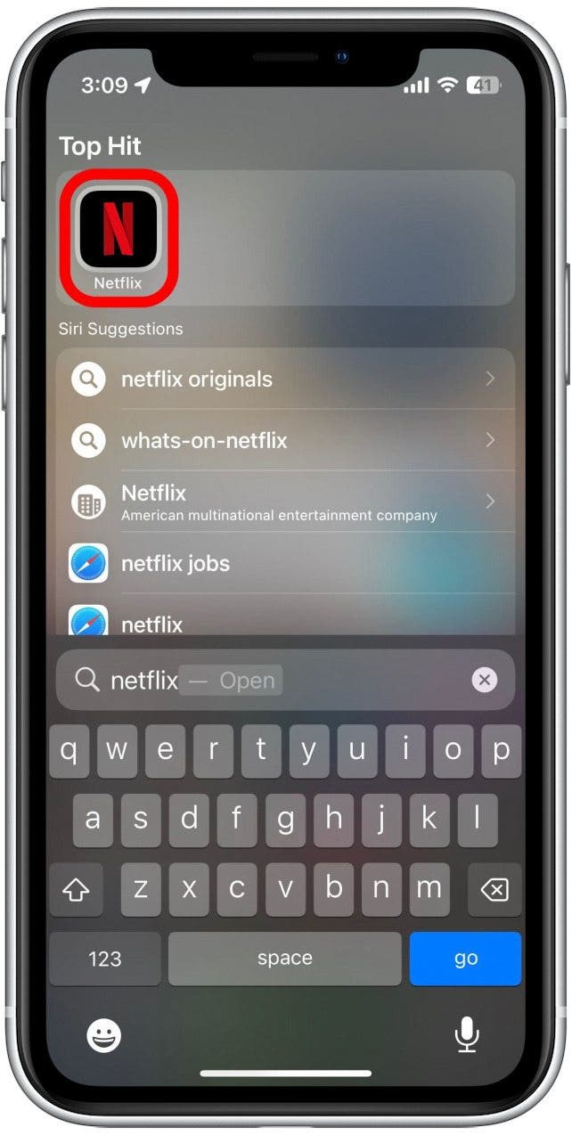 Ouvrez l'application Netlix.